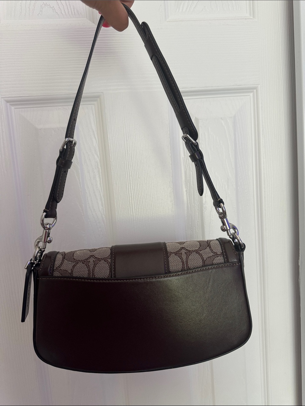 COACH Andrea Brown Signature Shoulder Bag with matching wallet - Picture 2 of 8